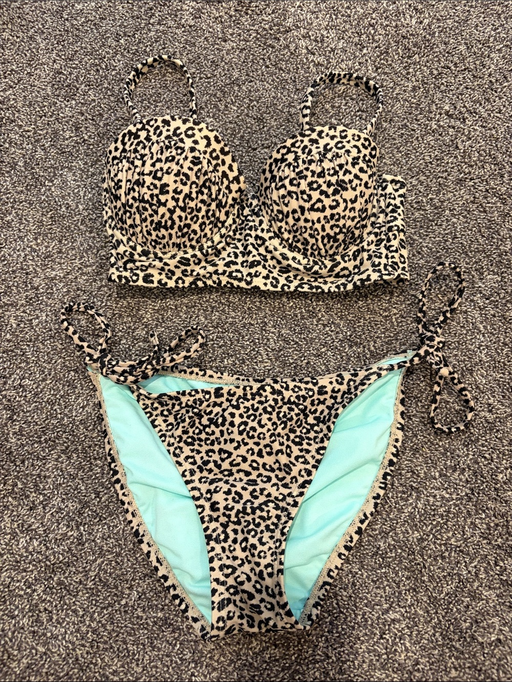 Leopard Print Bikini Set - Tan and Black